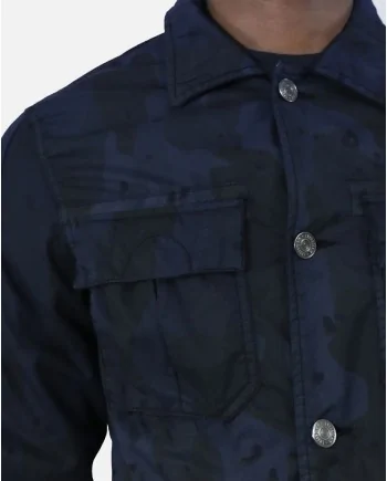 Blouson en coton imprimé camouflage bleu Low Brand 