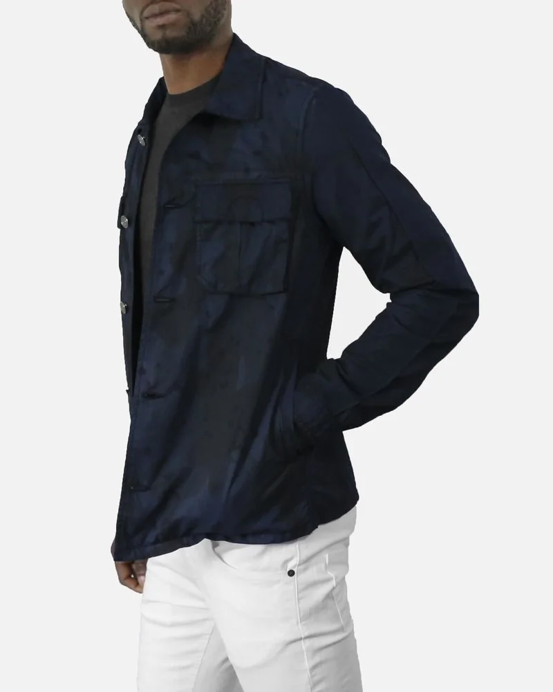 Blouson en coton imprimé camouflage bleu Low Brand 