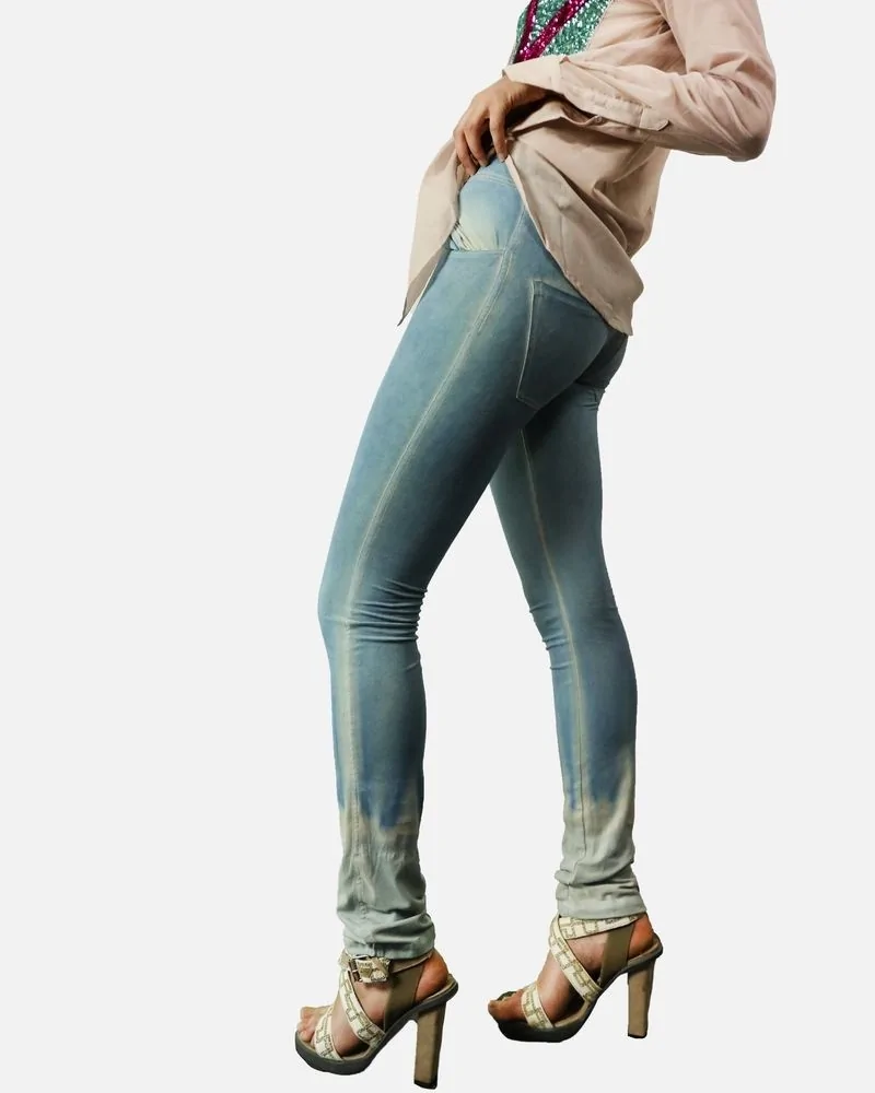 Pantalon en nubuck délavé bleu Phisique Du Role 