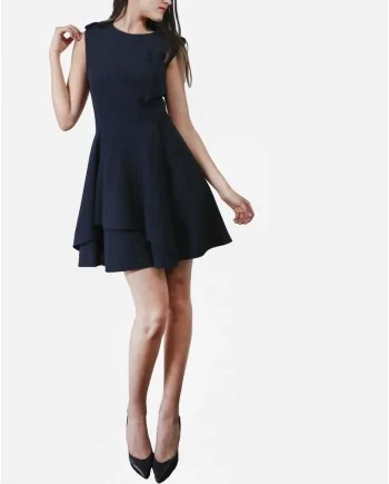 Robe patineuse en laine bleu ALEXANDER MCQUEEN 