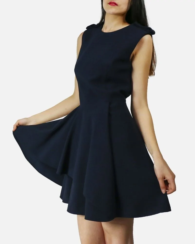 Robe patineuse en laine bleu ALEXANDER MCQUEEN 