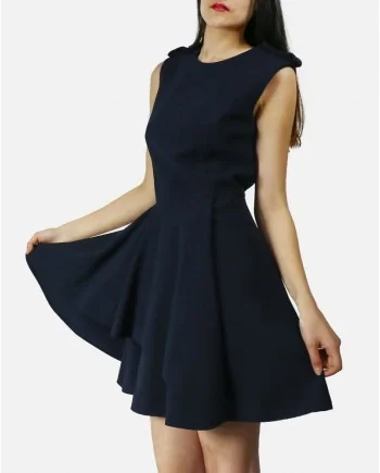 Robe patineuse en laine bleu ALEXANDER MCQUEEN 