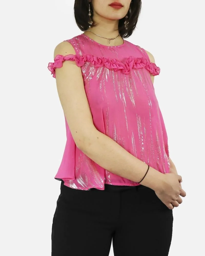 Blouse en soie lamé rose Space Simona Corsellini 