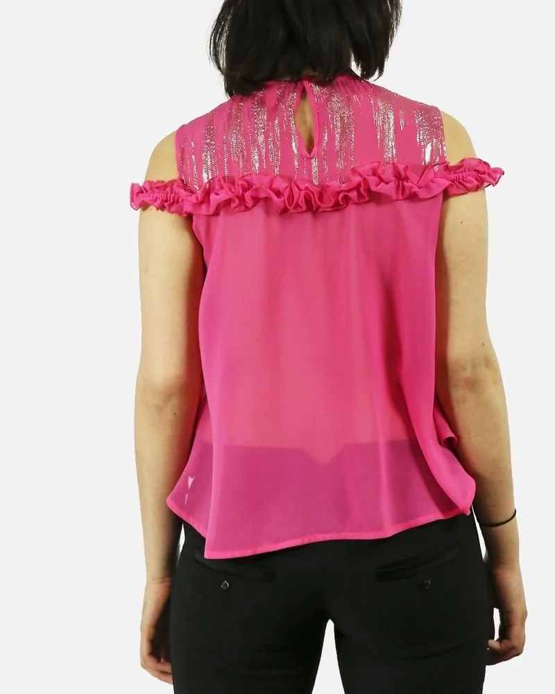 Blouse en soie lamé rose Space Simona Corsellini 