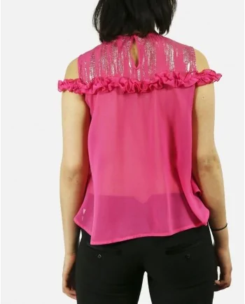 Blouse en soie lamé rose Space Simona Corsellini 