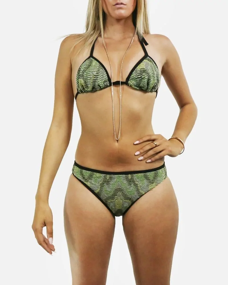 Bikini en crochet et lurex vert et noir Iceberg 