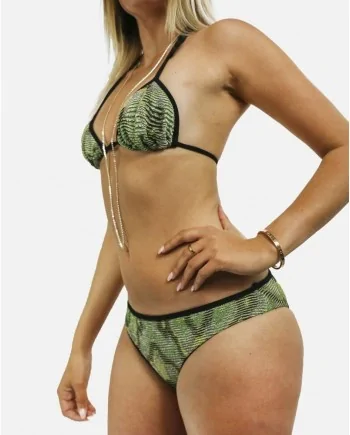 Bikini en crochet et lurex vert et noir Iceberg 