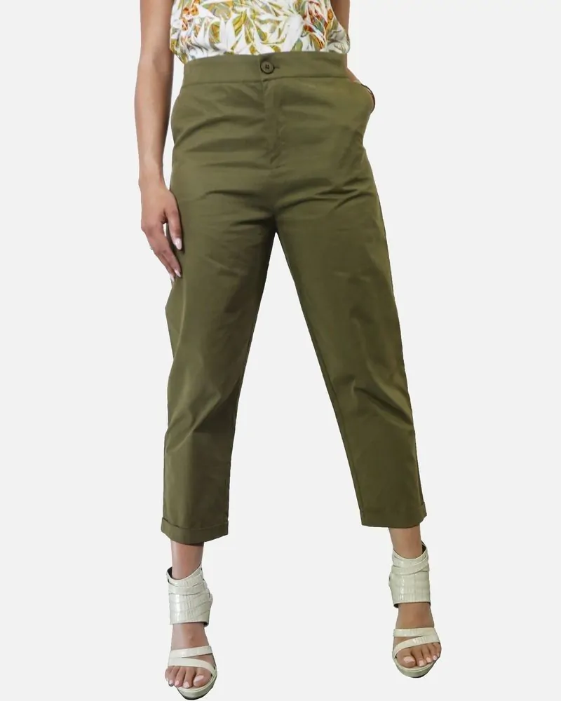 Pantalon chino en coton kaki Isabelle Blanche 