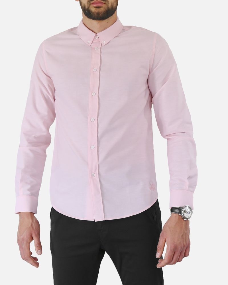 Chemise slim en coton rose Edition M.R 