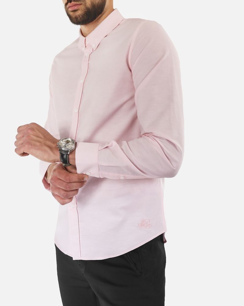 Chemise slim en coton rose Edition M.R 