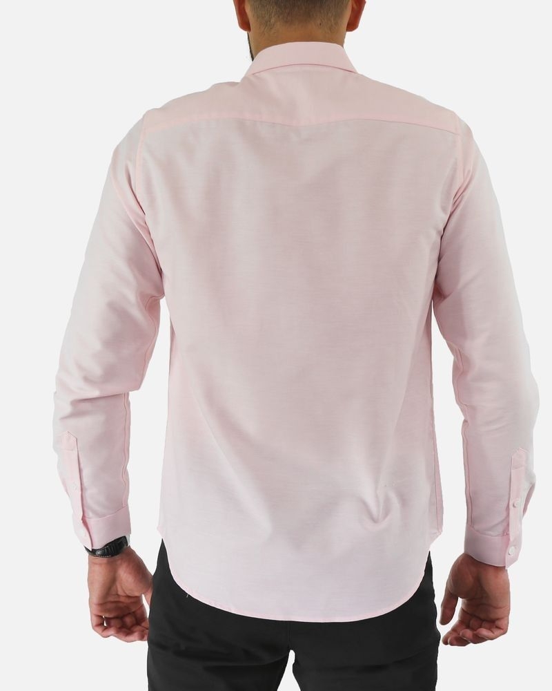 Chemise slim en coton rose Edition M.R 