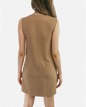 Robe tailleur en crêpe camel à zip Elisabetta Franchi 