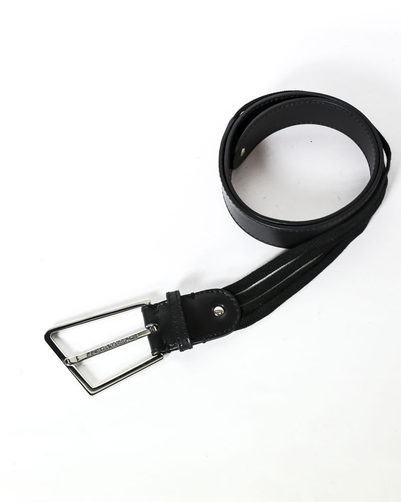 Ceinture en cuir noire à boucle asymétrique Kris Van Assche 