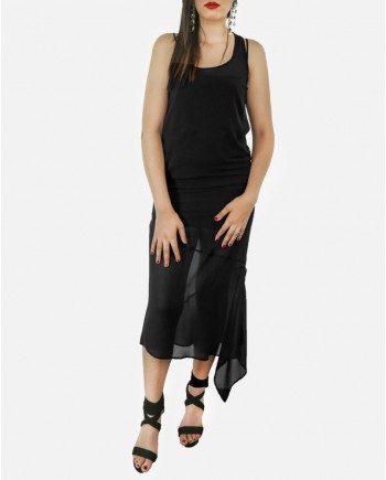 Robe débardeur asymétrique noire John Galliano 