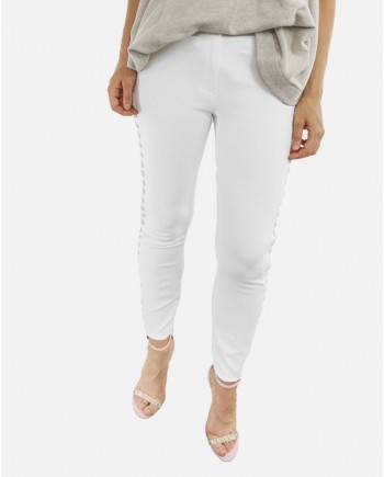 Pantalon en crêpes blanc à laçage Elisabetta Franchi 