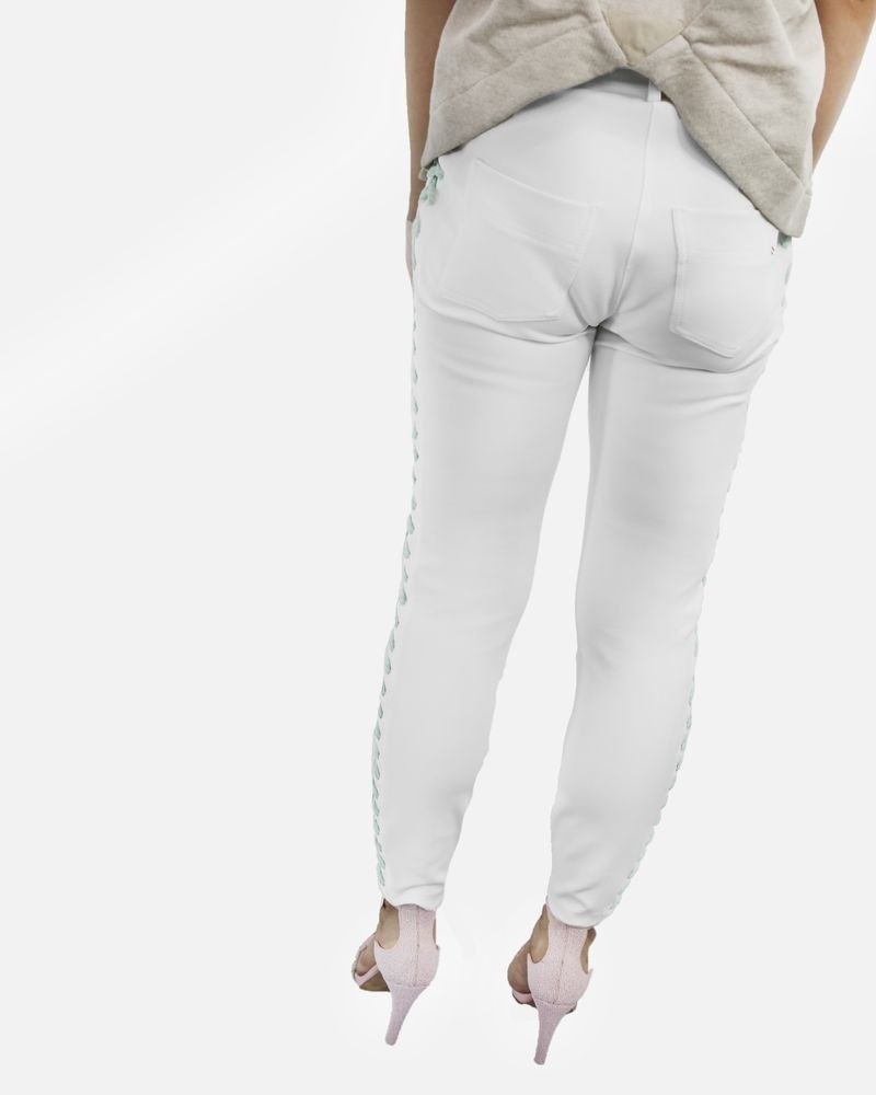 Pantalon en crêpes blanc à laçage Elisabetta Franchi 