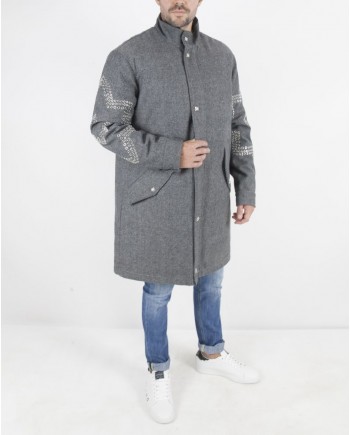 Manteau doudoune à œillets fantaisie gris John Richmond 