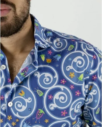 Chemise bleue à imprimé fantaisie Dickson 