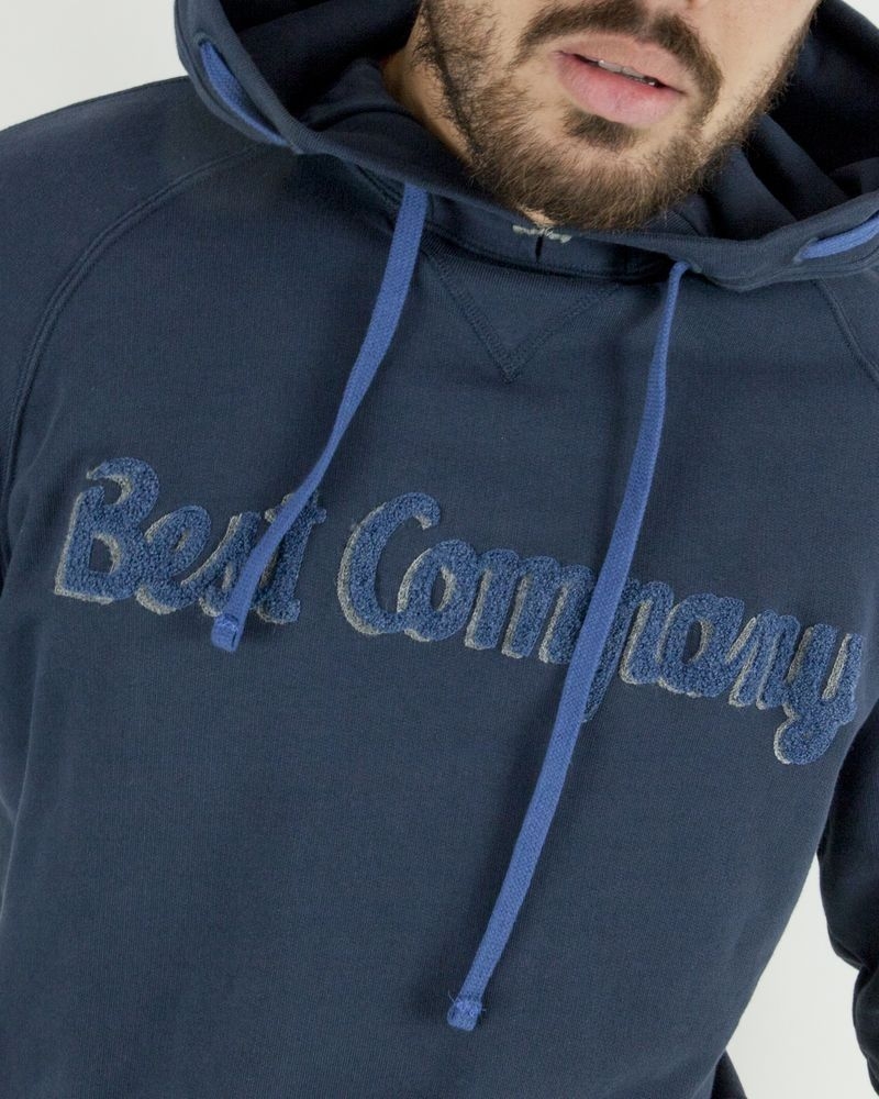 Sweat à capuche bleu à logo bouclette Best Company 