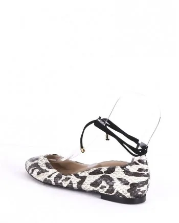 Ballerines en cuir beige pointues motif python Aperlai 