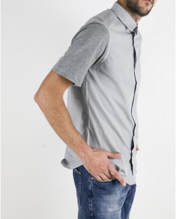 Chemise en coton gris à manche jersey gris Marchand Drapier 