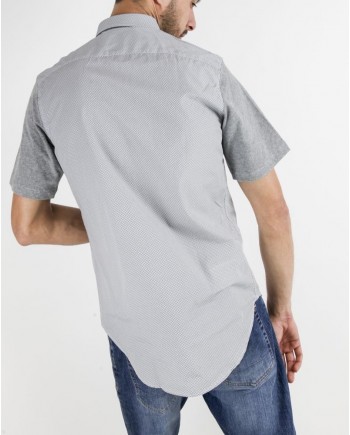 Chemise en coton gris à manche jersey gris Marchand Drapier 