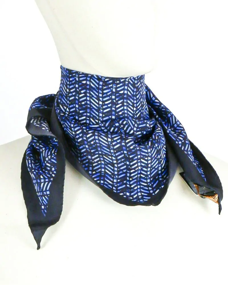 Foulard triangle en soie bleu Roberto Cavalli 