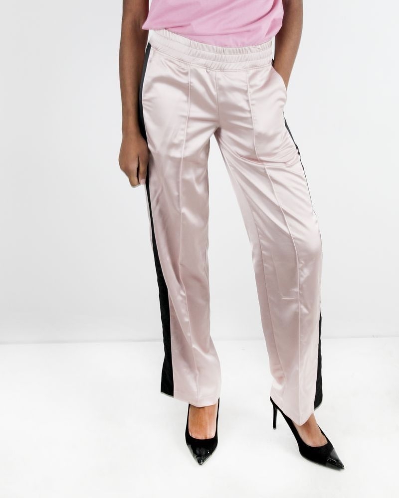 Pantalon jogging en satin rose à bandes latérales Jijil 