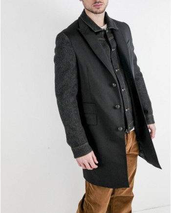 Manteau fantaisie noir à veste en jean Luca Roda 