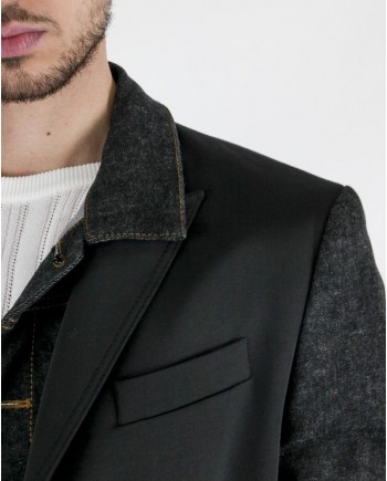 Manteau fantaisie noir à veste en jean Luca Roda 