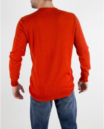 Pull à col rond texturé en laine orange Obvious 