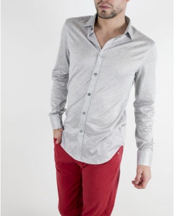 Chemise en coton gris chiné Hosio 