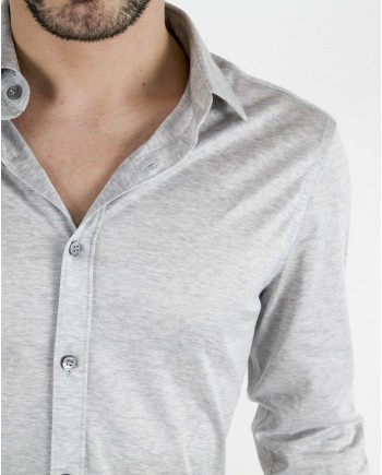 Chemise en coton gris chiné Hosio 