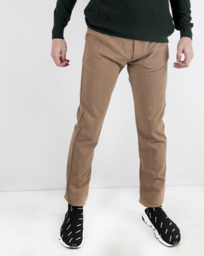 Pantalon droit en laine camel Maison Flâneur 