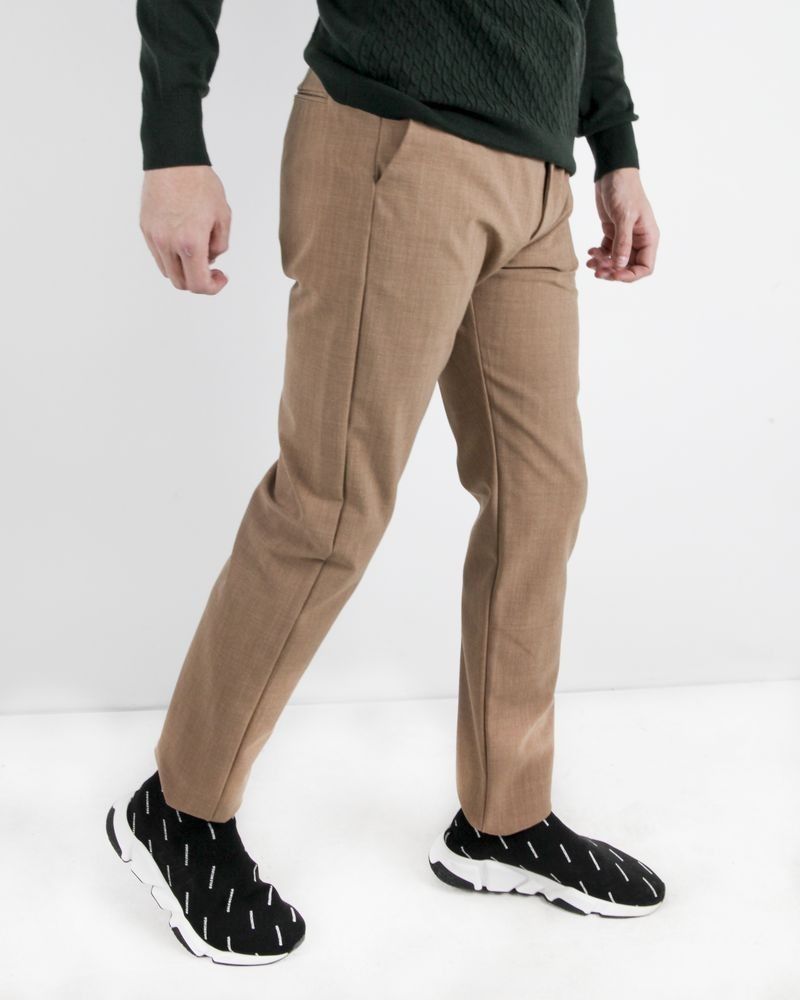 Pantalon droit en laine camel Maison Flâneur 