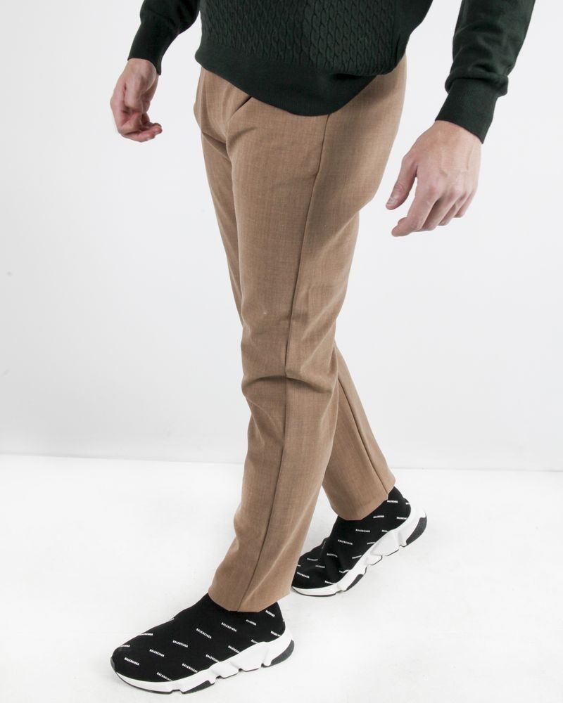 Pantalon droit en laine camel Maison Flâneur 