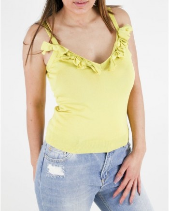 Top en maille fine jaune Moschino 