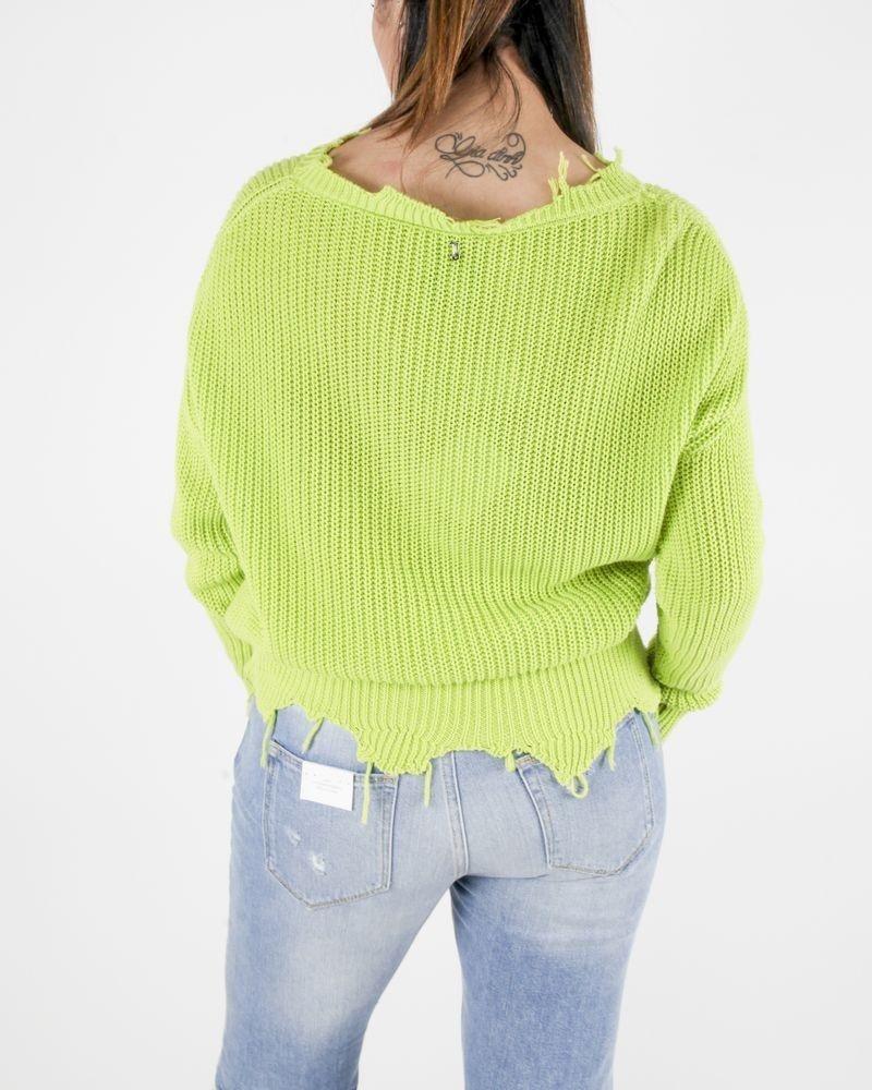 Pull vert long destroy en coton Jijil 