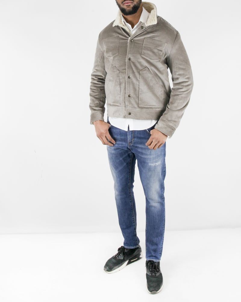 Blouson bomber en laine texturé beige Woolgroup 