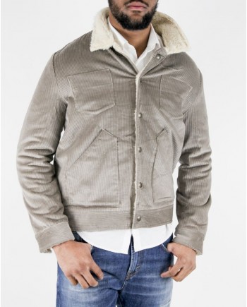 Blouson bomber en laine texturé beige Woolgroup 