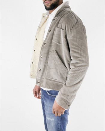 Blouson bomber en laine texturé beige Woolgroup 