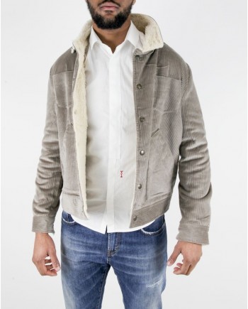 Blouson bomber en laine texturé beige Woolgroup 