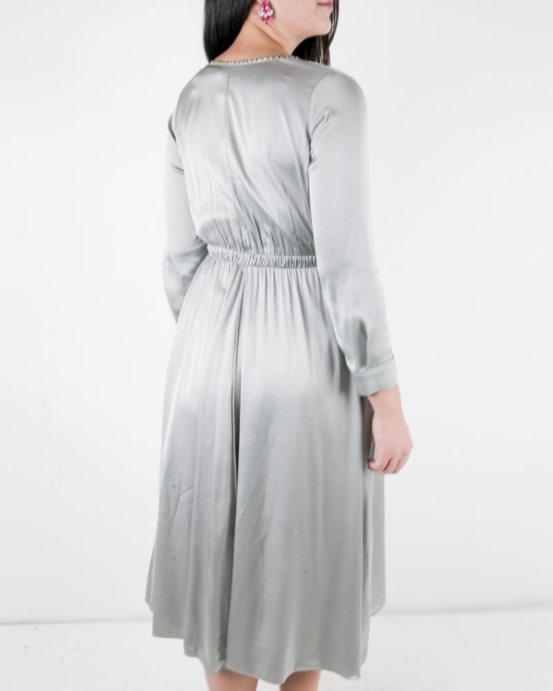 Robe empire en satin gris à biais ethnique Forte Forte 