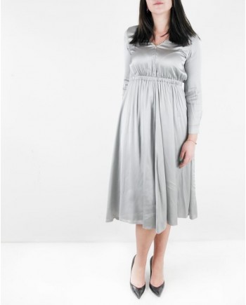 Robe empire en satin gris à biais ethnique Forte Forte 