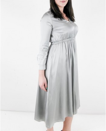 Robe empire en satin gris à biais ethnique Forte Forte 