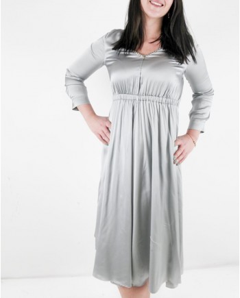 Robe empire en satin gris à biais ethnique Forte Forte 