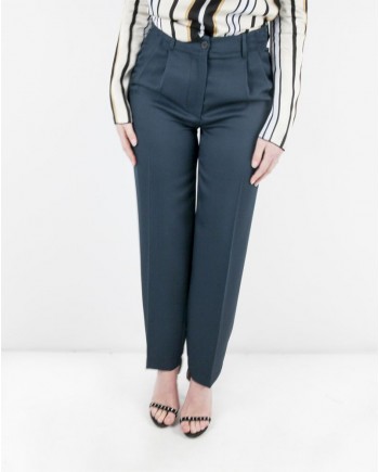 Pantalon à pinces en laine bleu Forte Forte 