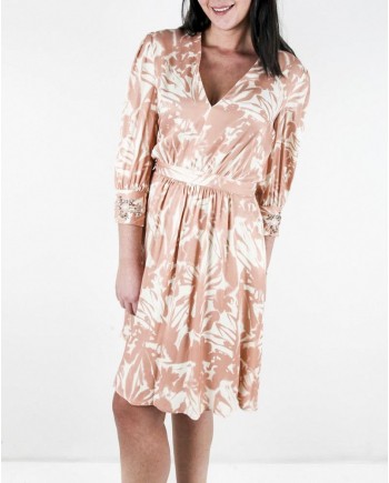 Robe en crêpe avec col en V et à imprimé floral Elisabetta Franchi 