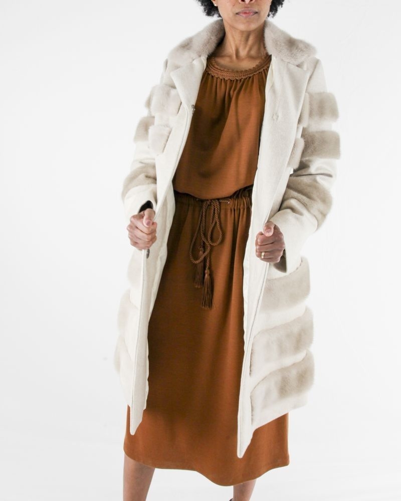 Robe smocké en laine vierge camel Alberta Ferretti 