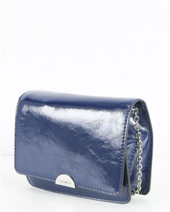 Pochette à bandoulière en cuir vernis bleu Coccinelle 